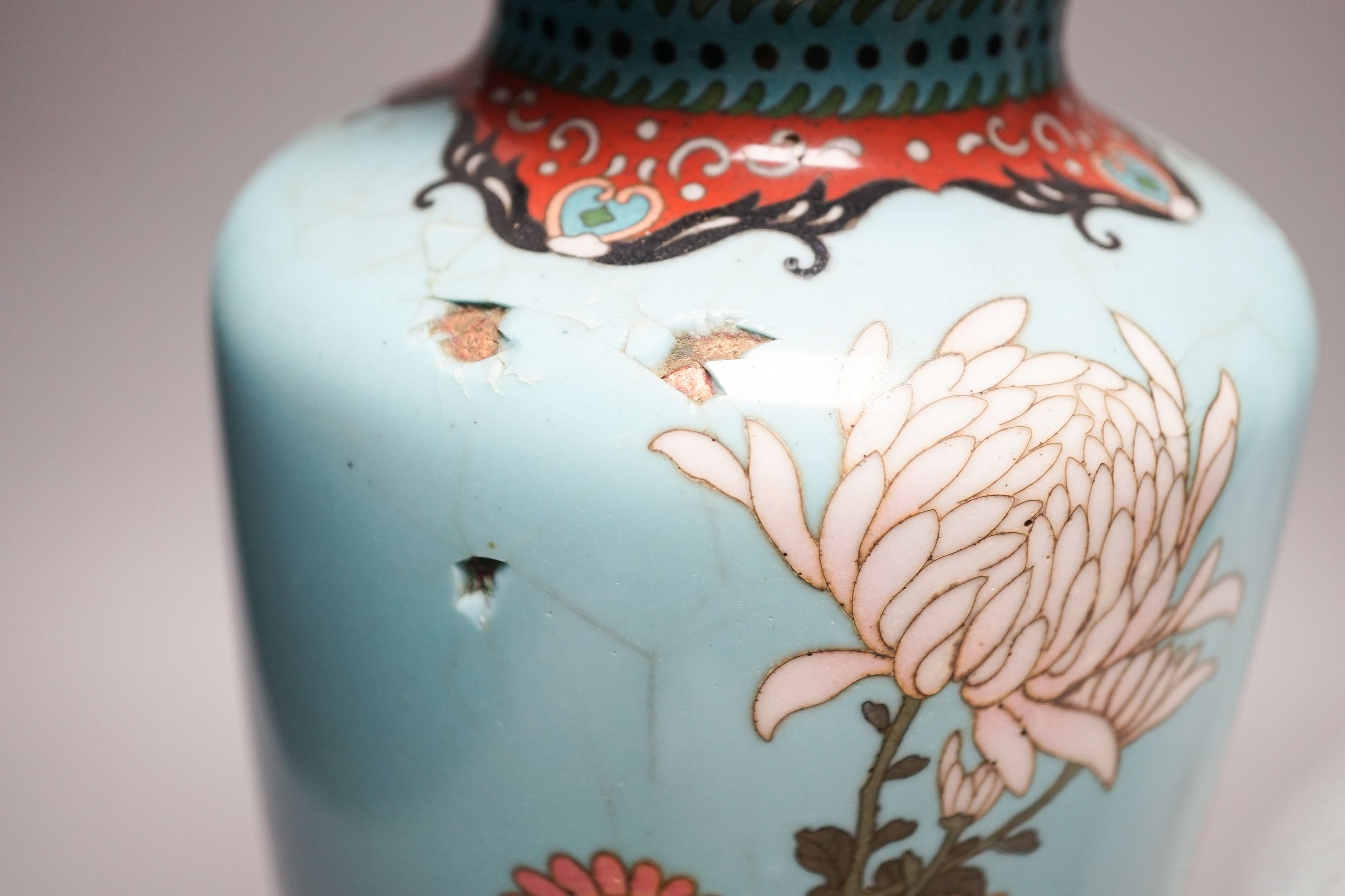 Two Japanese cloisonné enamel vases, tallest 36.5cm, Meiji period
